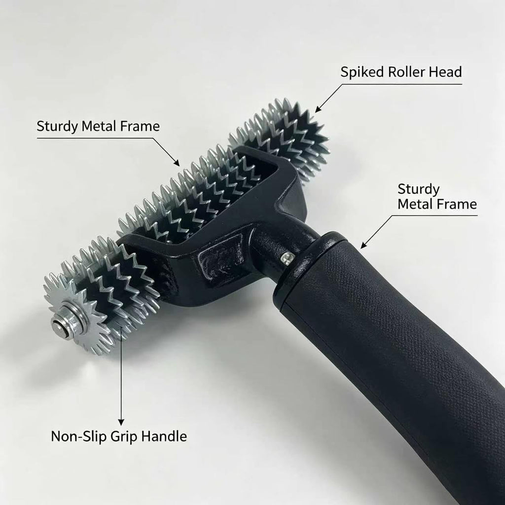 ZY393 Carpet Seam Roller, Spiked Star Wheel Grooming Pile Roller for Loop Carpet Seaming, Bi-Directional 5.5"/140mm