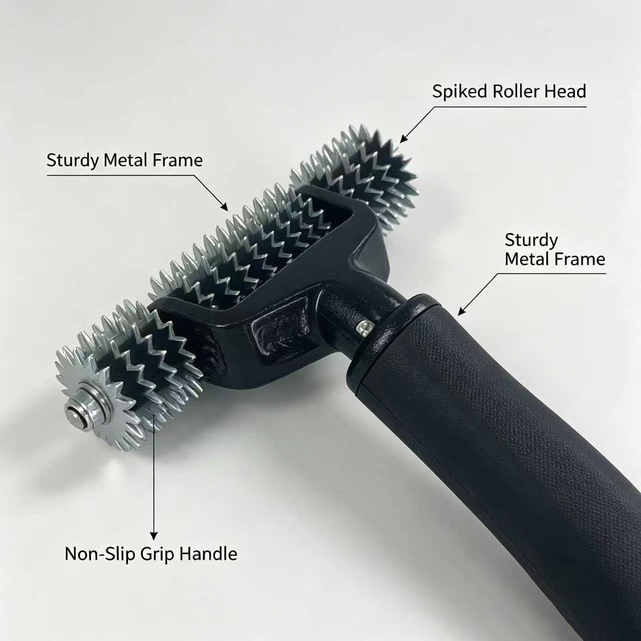 ZY393 Carpet Seam Roller, Spiked Star Wheel Grooming Pile Roller for Loop Carpet Seaming, Bi-Directional 5.5"/140mm