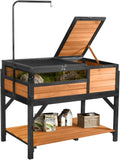 Tortoise Habitat Turtle Enclosure, Wooden Tortoise House Reptile Cage for Small Animals, Reptile Tank with Large
