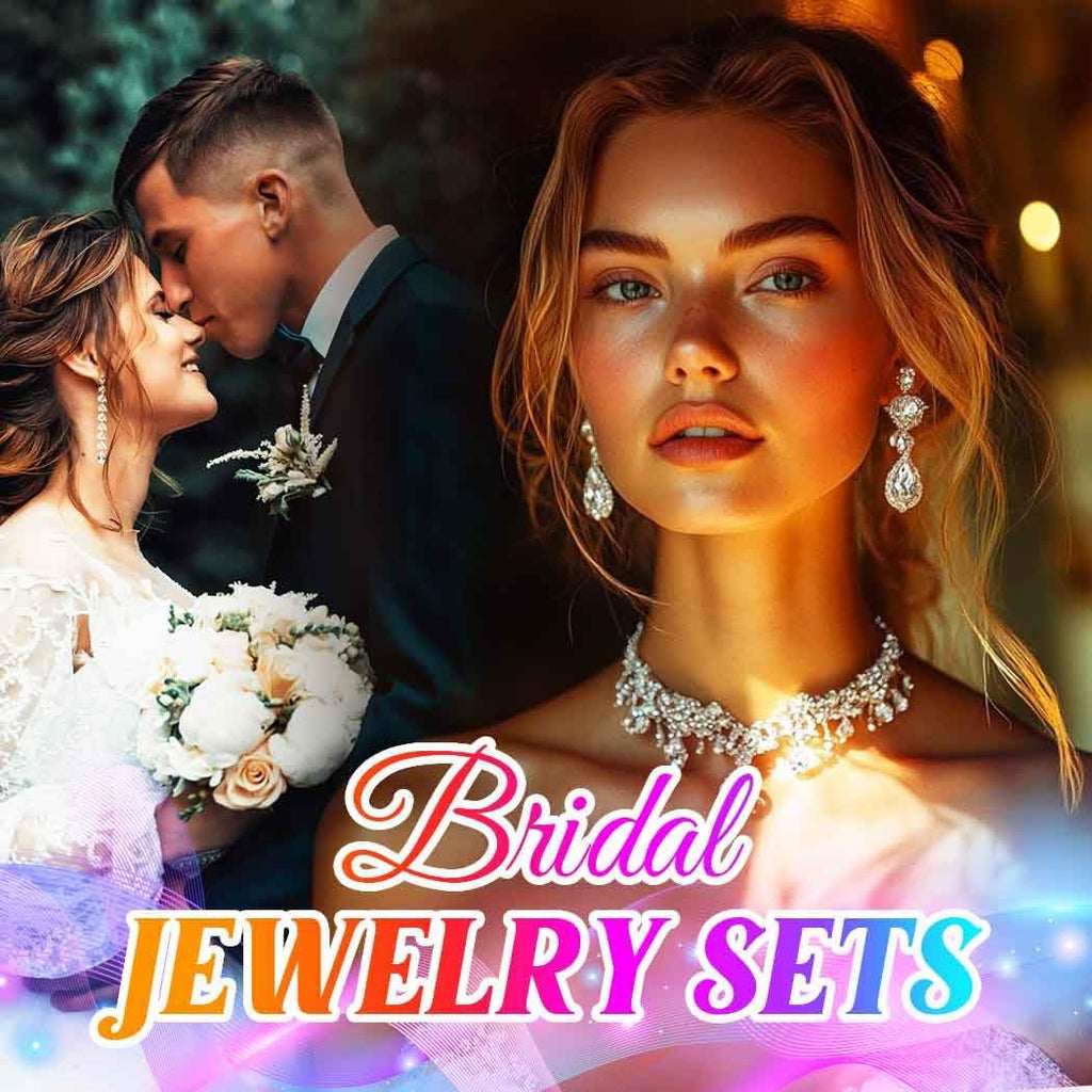 Rhinestone Bridal Wedding Jewelry Set Silver Necklace Earrings Sets Formal Prom Costume Jewelry Sets for Women and