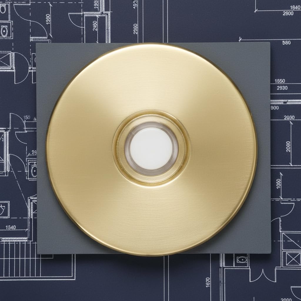 Products Lit Stucco Pushbutton Doorbell Button – 5/8” Decorative Lighted Gold Rim Pearl Button – 2-1/2” Gold Anodized