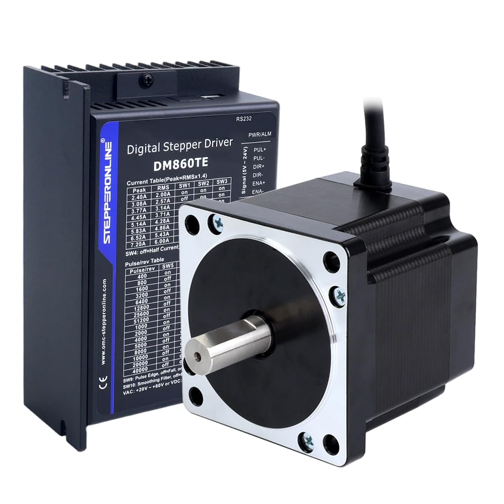 STEPPERONLINE 1 Axis Stepper CNC Kit 3.4Nm(481.48oz.in) Nema 34 Stepper Motor & Driver 2.4-7.2A 20-80VAC/30-100VDC DM860TE