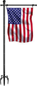 10FT Garden Flag Stand Pole for 3x5 Feet American Flags, Adjustable Flagpole with 5 Spikes Base for Outdoor Yard