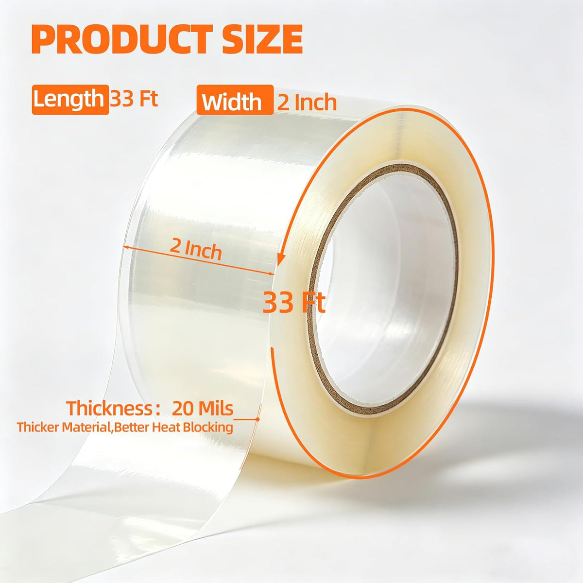 Window Weather Sealing Tape 2" x 33 FT, 20 Mil Thick Clear Duct Tape