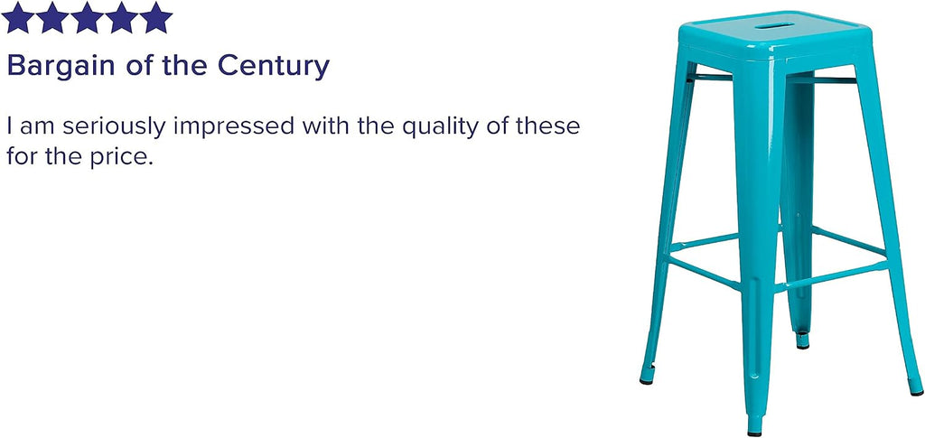 30 in Indoor/Outdoor Backless Barstool, Blue, 4-Pack