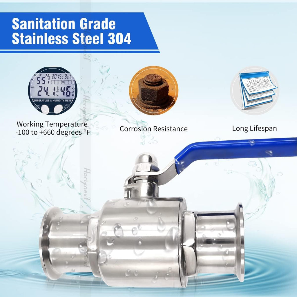 Stainless Steel 2 Inch Tri Clamp Ball Valve, Two-Way Weldless
