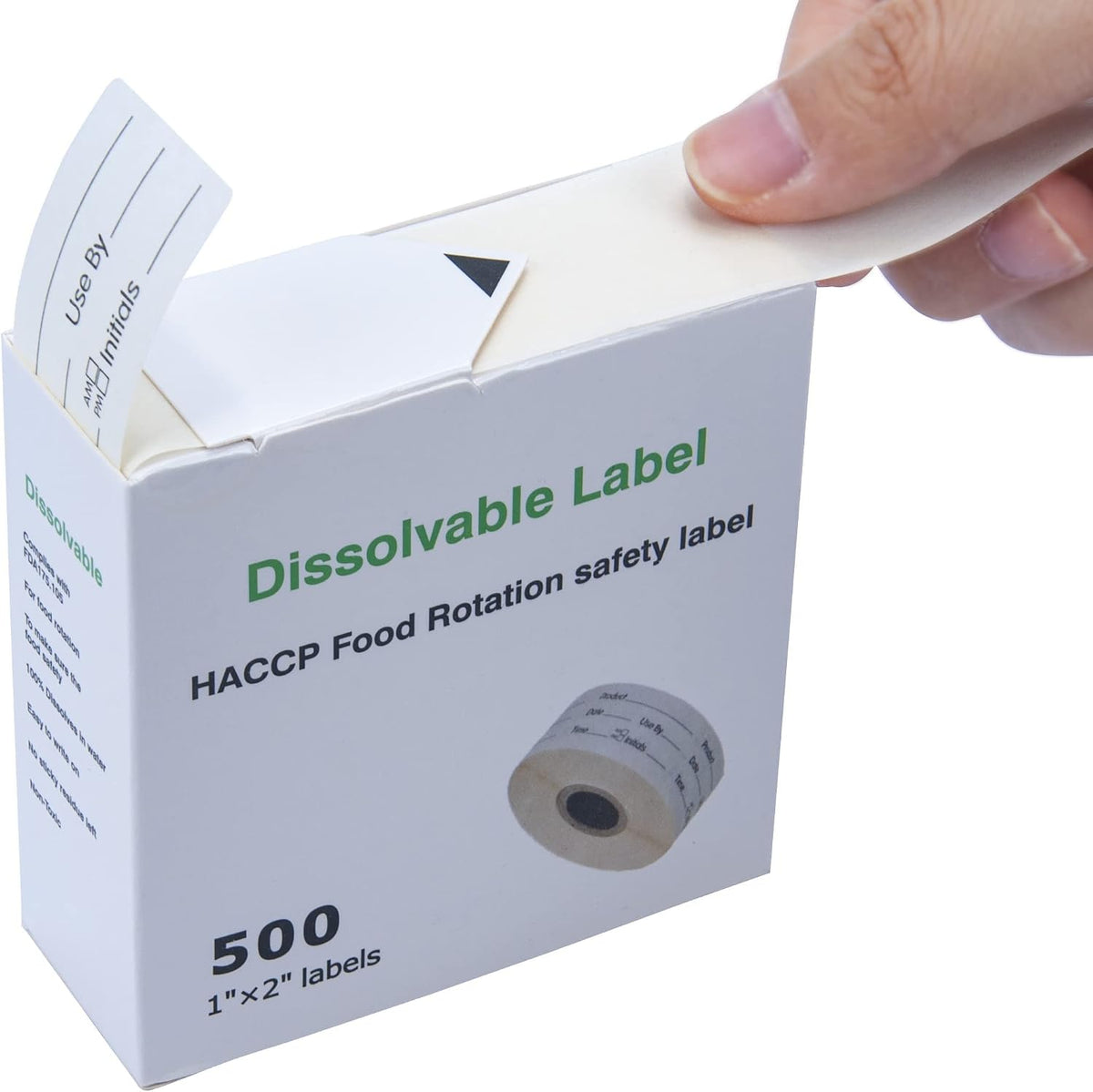 Blank 1 x 2 Inch Food Rotation Dissolvable Labels 2 Rolls