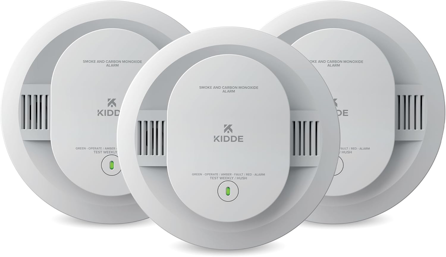 Smoke and Carbon Monoxide Detector, AA Battery Powered with LED Status Lights, 85 dB Alarm, 5 inches, 30CUDR, 3 Pack