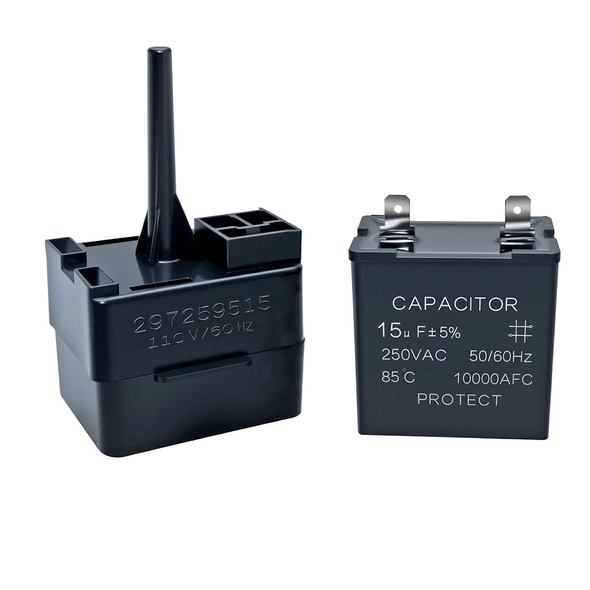 Refrigerator Start Relay Run Capacitor Kit for Frigidaire Kenmore Freezers