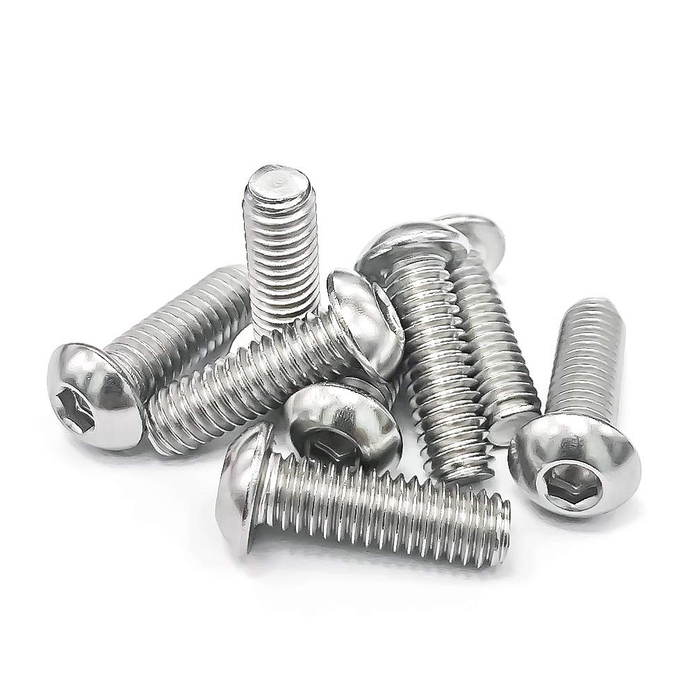 5/16-18 x 1" Button Head Socket Cap Bolts Screws, 304 Stainless Steel 18-8, Full Thread, Coarse Thread, Allen Hex Drive, 20 PCS