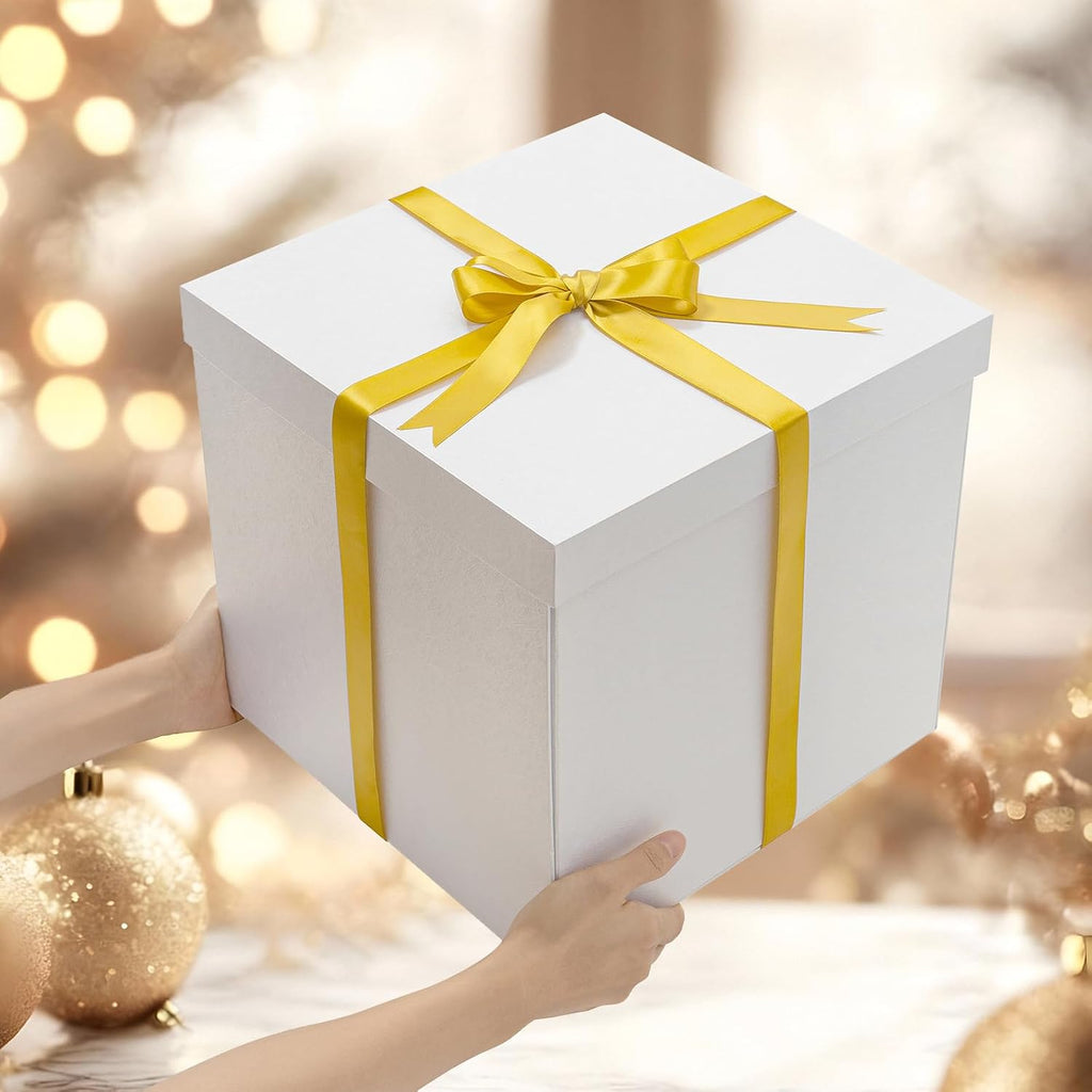 12x12x12 Inches Large Gift Box with Lid for Presents White 1 Pack