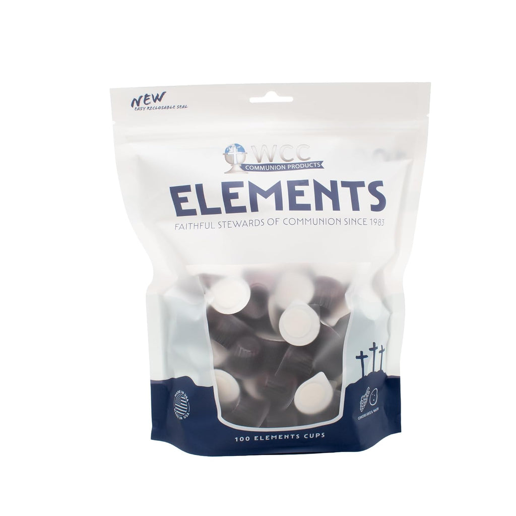 Elements Bagged Prefilled Communion Cups - 100 Count | Concord Juice + Wafer | Display-Friendly Packaging for Church