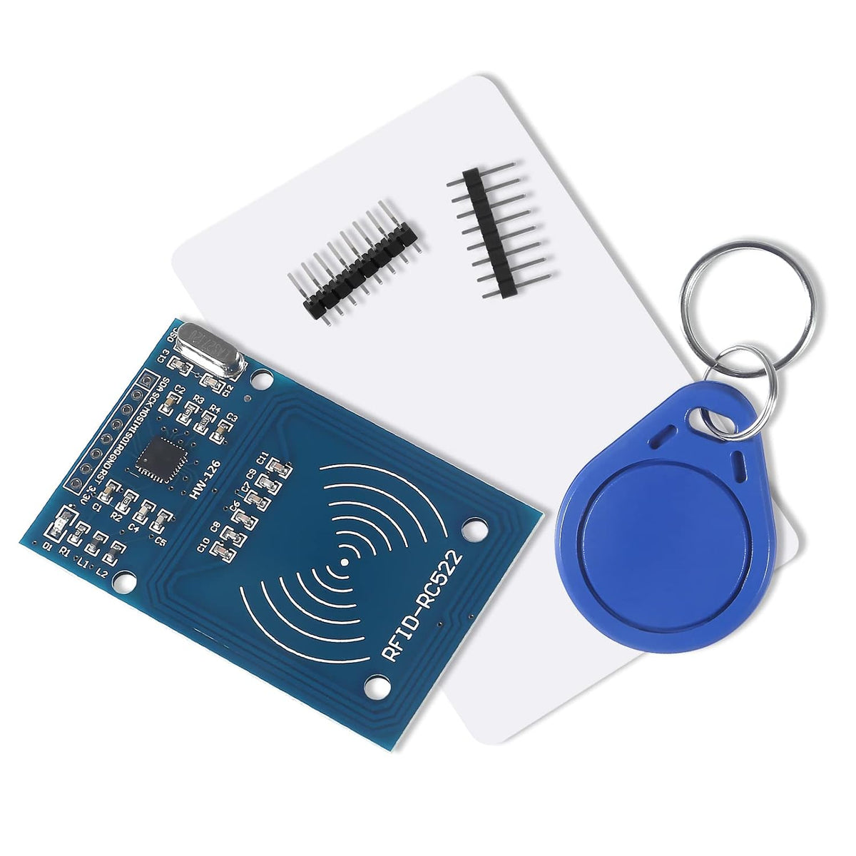 6Pcs RC522 RFID Module Kit RF RC522 Reader IC Card Sensor Module with S50 White Card and Key Ring RFID Sensor Module