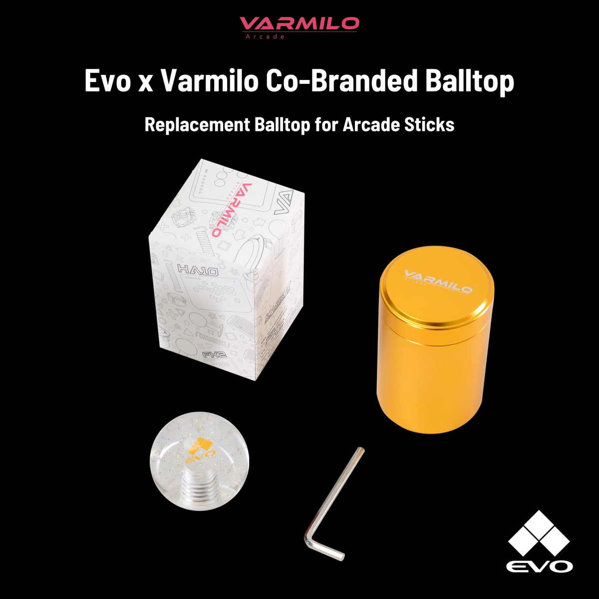 Evo x Varmilo Co-Branded Balltop, Translucent Joystick Balltop Replacement for Arcade Stick, Fight Stick Controller