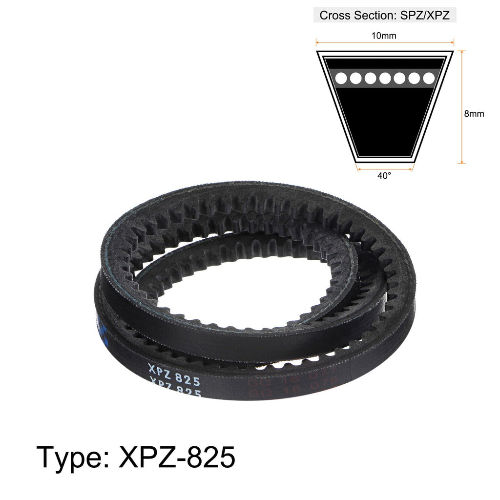 HARFINGTON XPZ-825 V-Belts Drive Belt 825mm Pitch Girth 10mm Width 8mm Height Rubber for Power Transmission