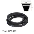 HARFINGTON XPZ-825 V-Belts Drive Belt 825mm Pitch Girth 10mm Width 8mm Height Rubber for Power Transmission