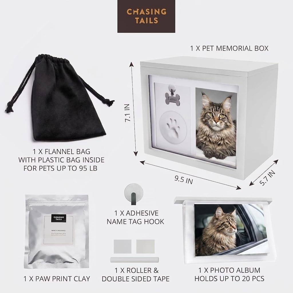 Cat Urn for Ashes | Pet Memorial Keepsake Photo Box