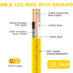 XMK Solid Indoor 12/2 W/G NMB Cable,Electric Wire 12 Guage 2 Conductor,10ft