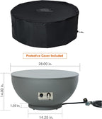 28-Inch Fire Table, 55,000 BTU Outdoor Propane Fire Pit, Patio Round Fire Bowl Gas Firepit with Lid, Lava Rocks