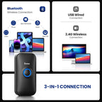 Mini 1D Bluetooth Barcode Scanner | 3-in-1 Bluetooth & USB Wired & 2.4G Wireless, Portable Bar Code Reader, Work with