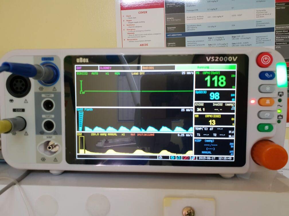 VS2000VCM 7" Veterinary Vital Signs Monitor with ETCO2(Mainstream) ECG RESP SpO2 NIBP Temp PR