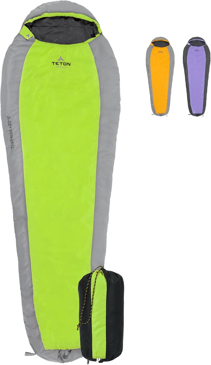 Teton 20F and 5F Degree Sleeping Bag; Lightweight, Warm Weather Mummy Sleeping Bags for Adults and Kids, Camping