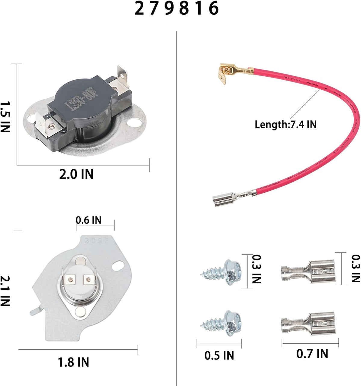 WED75HEFW0, WED9200SQ0/1, WED7300XW0, MED3500FW0 Replacement for Whirlpool (Cabrio/Duet) & Maytag (Bravos XL) Dryer Heating Element Kit MEDB880BW0, MEDB725BW0, MEDB850YW2, MEDB850WQ0.