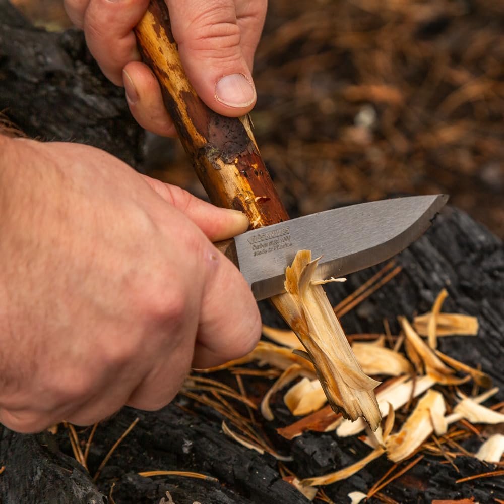 Bushmate 2.0 Designed by DBK - Bushcraft Knife - Fixed-Blade Carbon Steel Knife with Leather Sheath & Firestarter