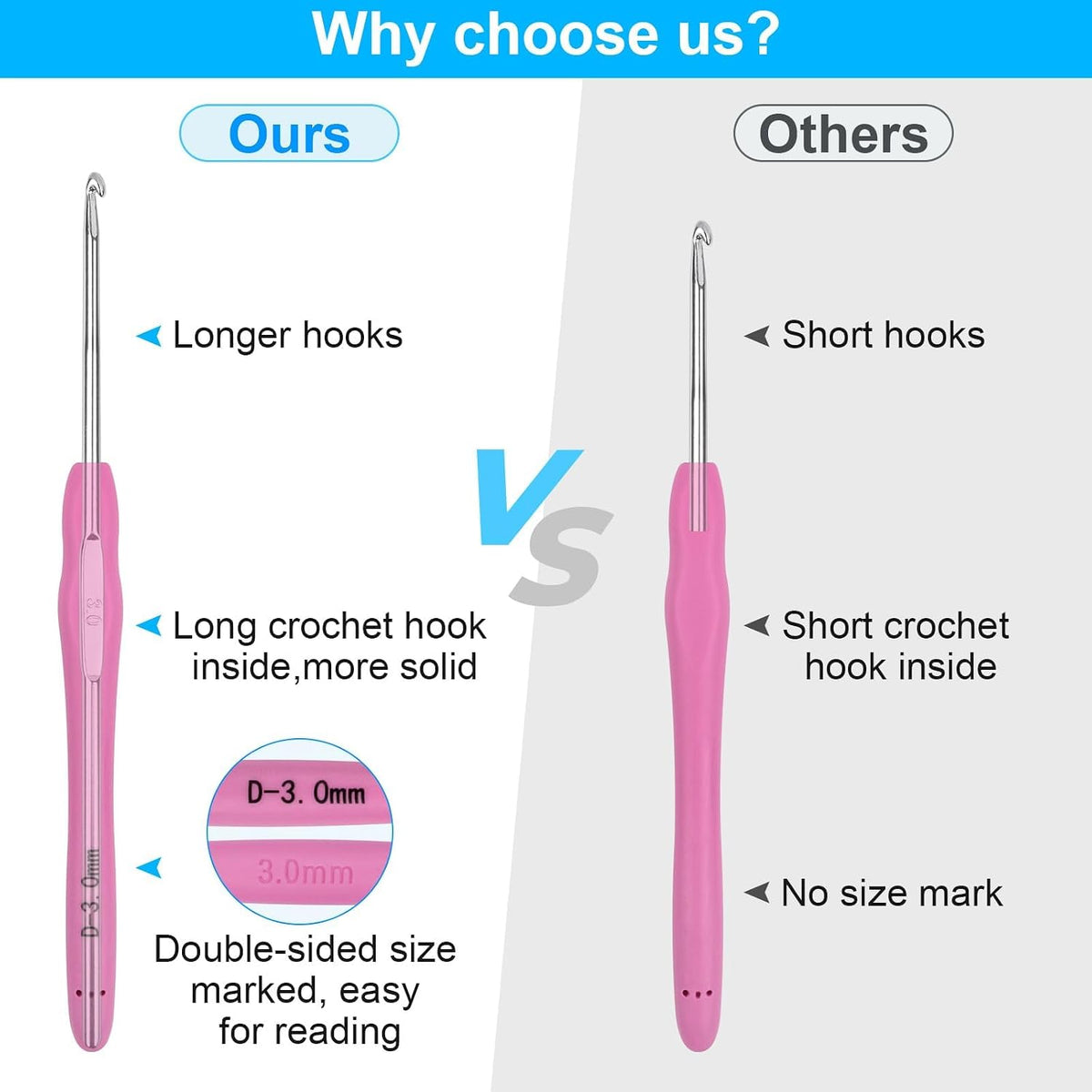 Crochet Hooks 14 Sizes Crochet Hook Set, 53 Pack Yarn Crochet Kit for Beginners, Knitting Needles with Ergonomic