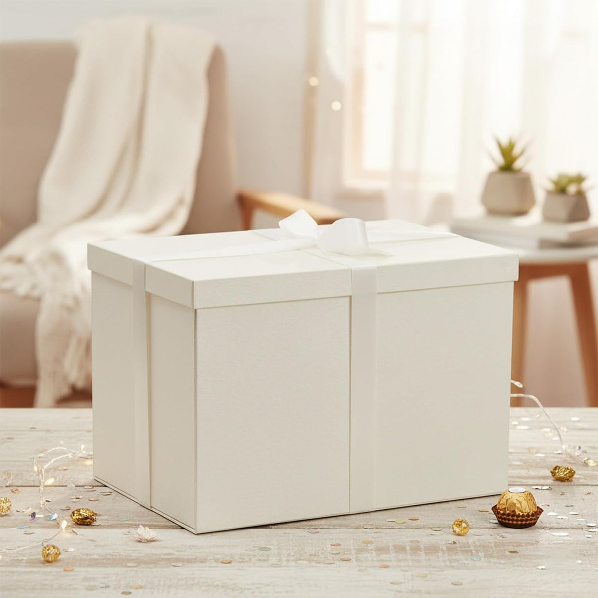 YINUOYOUJI Extra Large White Gift Box with Lids 17x11x11inches