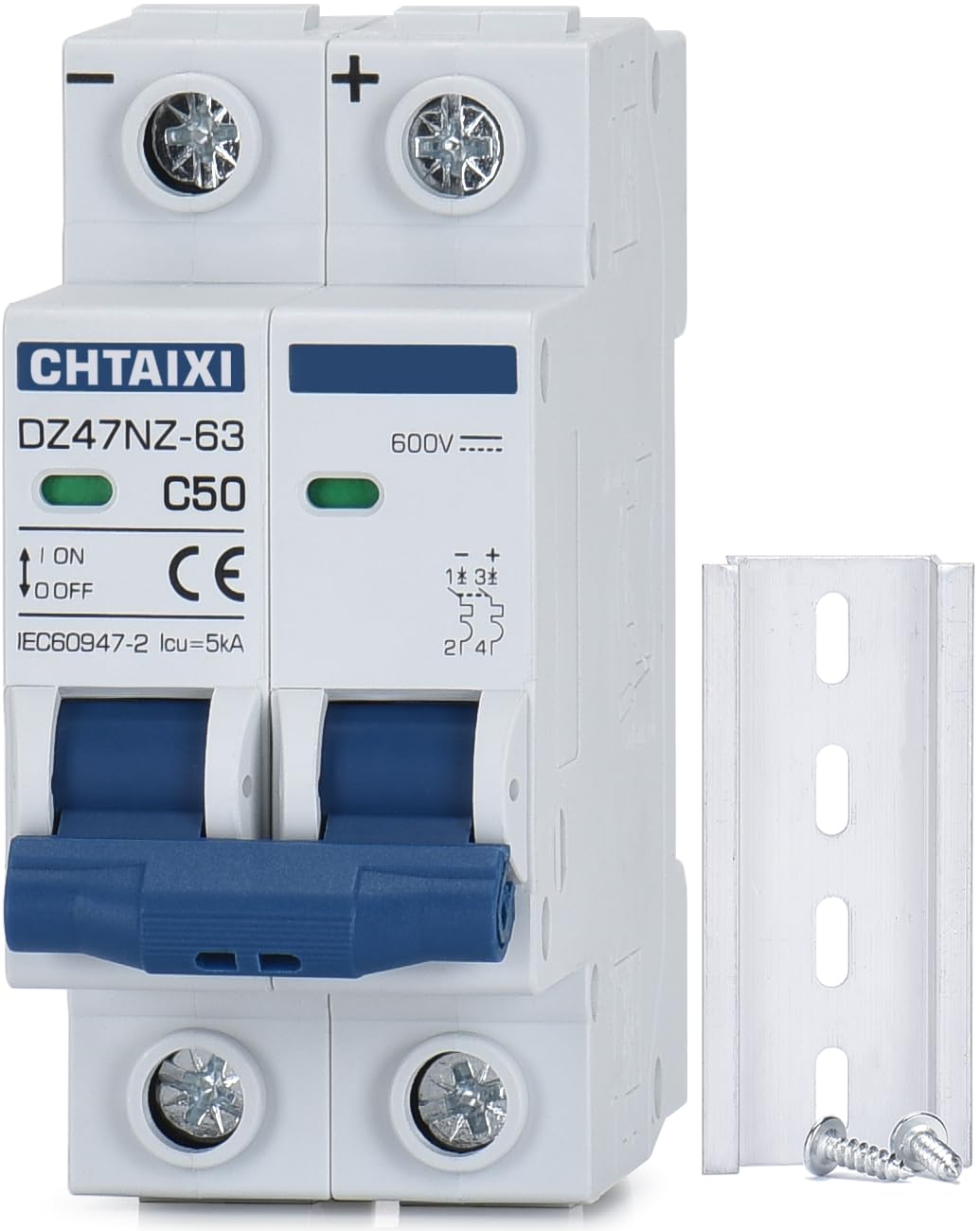CHTAIXI DC Miniature Circuit Breaker, 2 Pole 600V 50 Amp