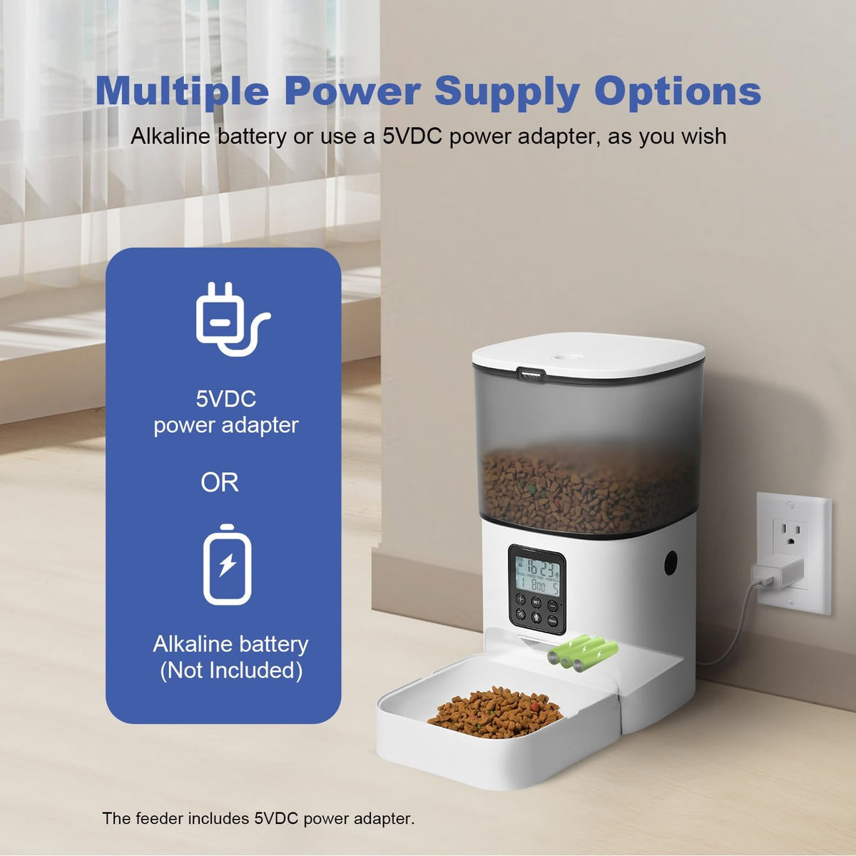 Automatic Cat Feeder,4L Timed Cat＆Dog Dry Food Dispenser