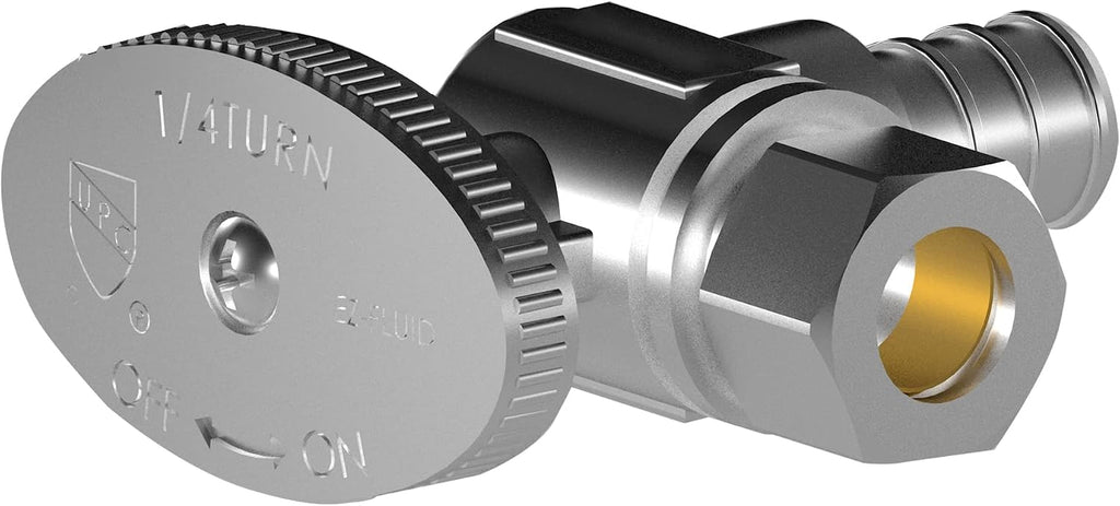 10 Pack Angle Stop Valve, Water Shut Off Valve 1/2" PEX x 3/8" OD Compression, Quarter Turn Chrome Plated Brass Valve