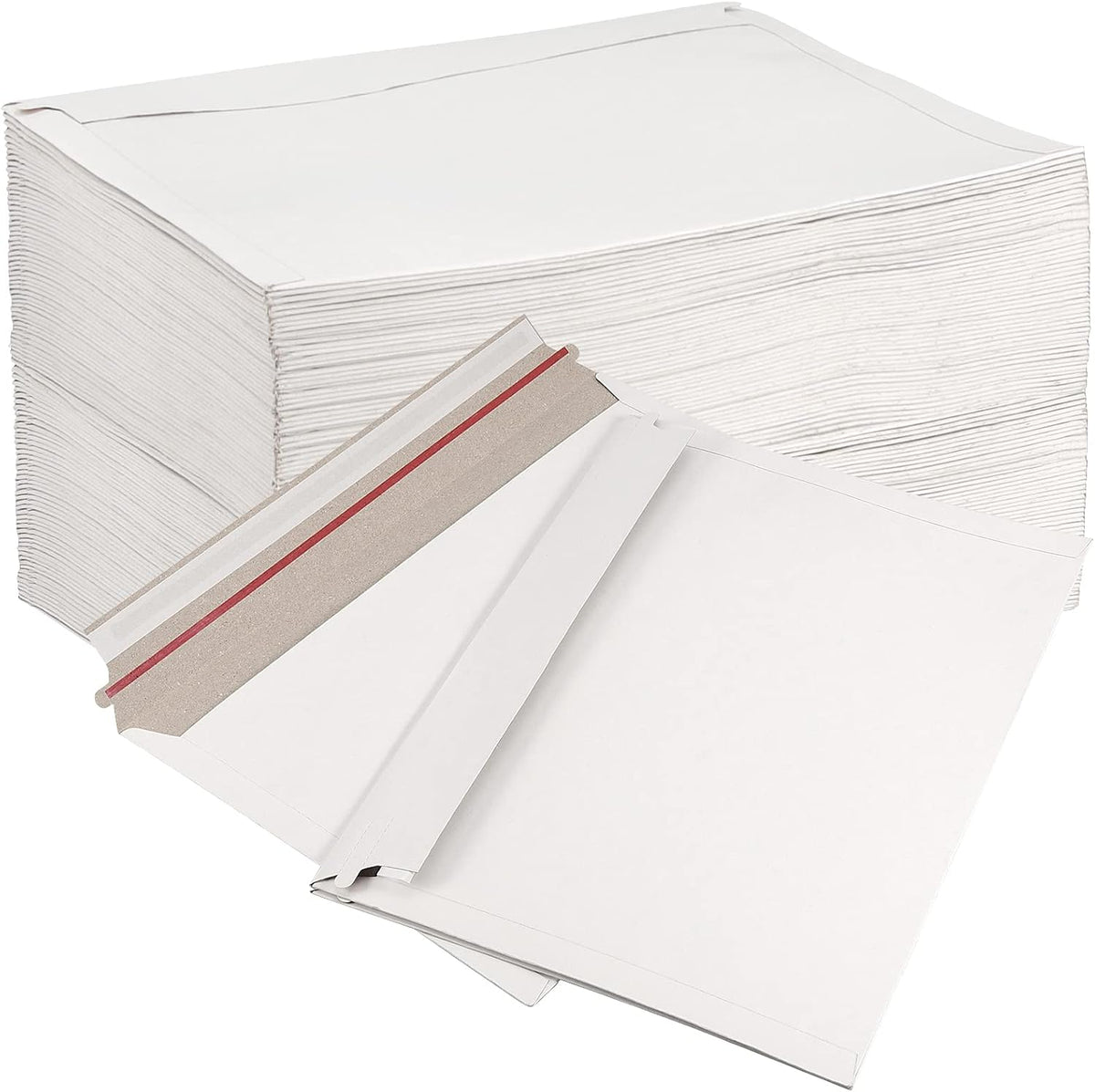 100 Pack 9x 12 Inch Stay Flat Mailers, 250 gsm Self Seal White Cardboard Envelopes, Stay Flat Envelopes for Files