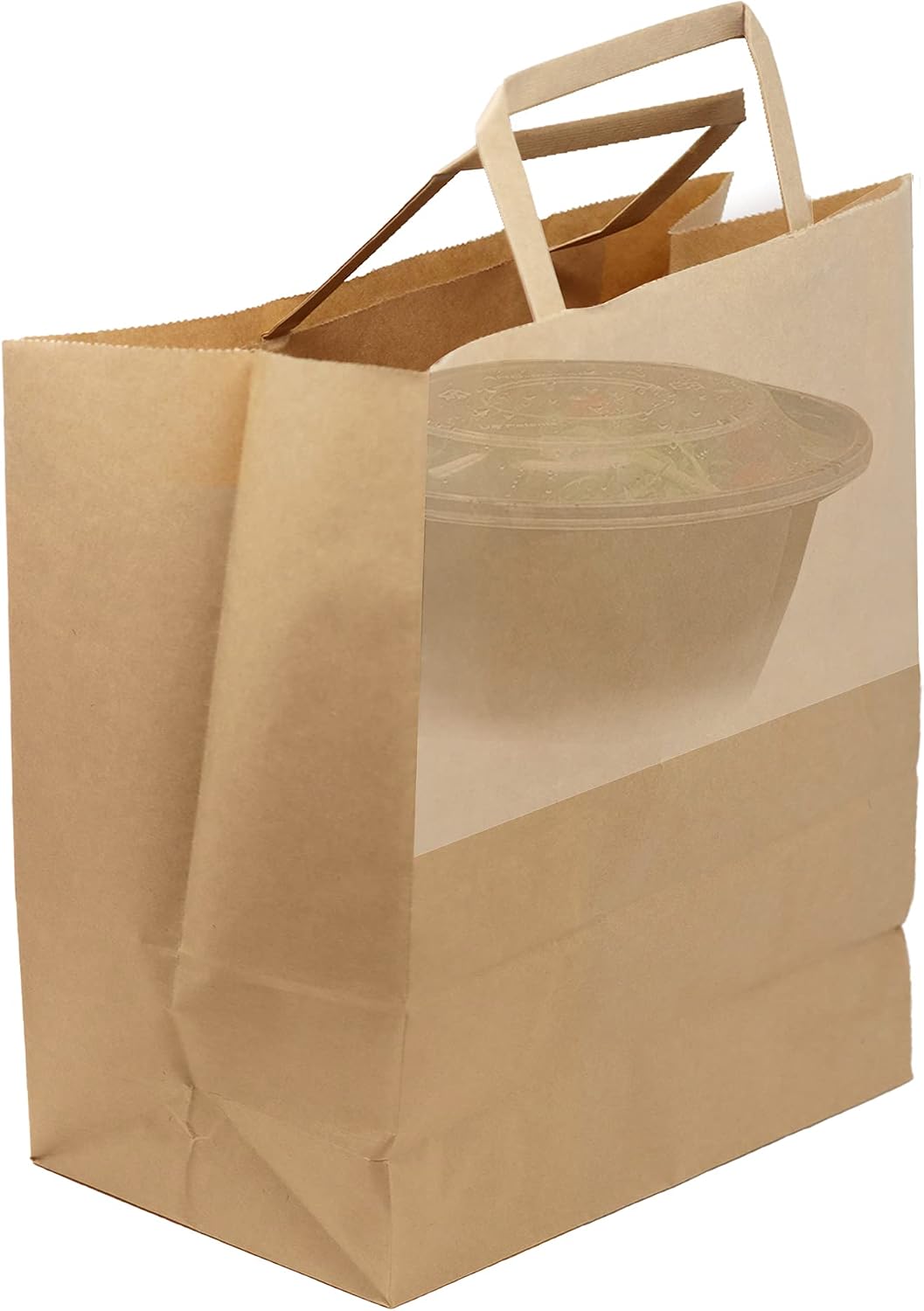 Kraft Paper Bags w/Handles (100 Pcs, Bulk) (Large 10"x6.75"x12")