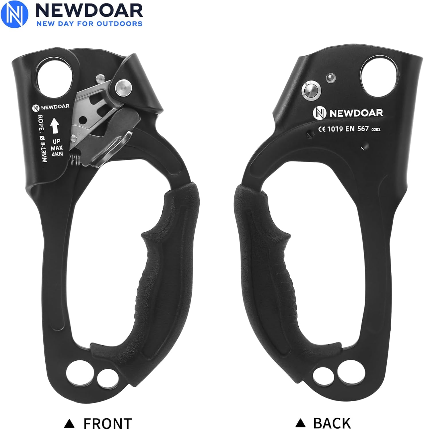 UIAA & CE Certified Hand Ascender Rock Climbing Tree Arborist Rappelling Gear Equipment Rope Clamp for 8~13MM Rope