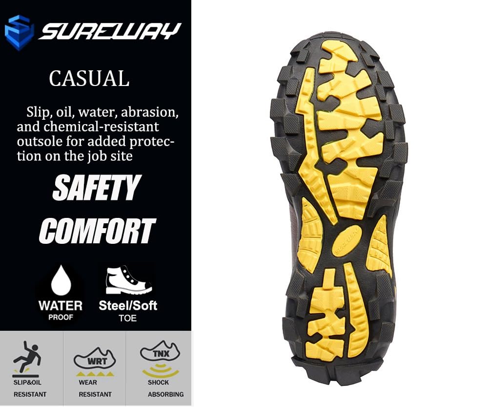 Men's 6 Inch Soft/Steel Toe Waterproof leather Work Boots