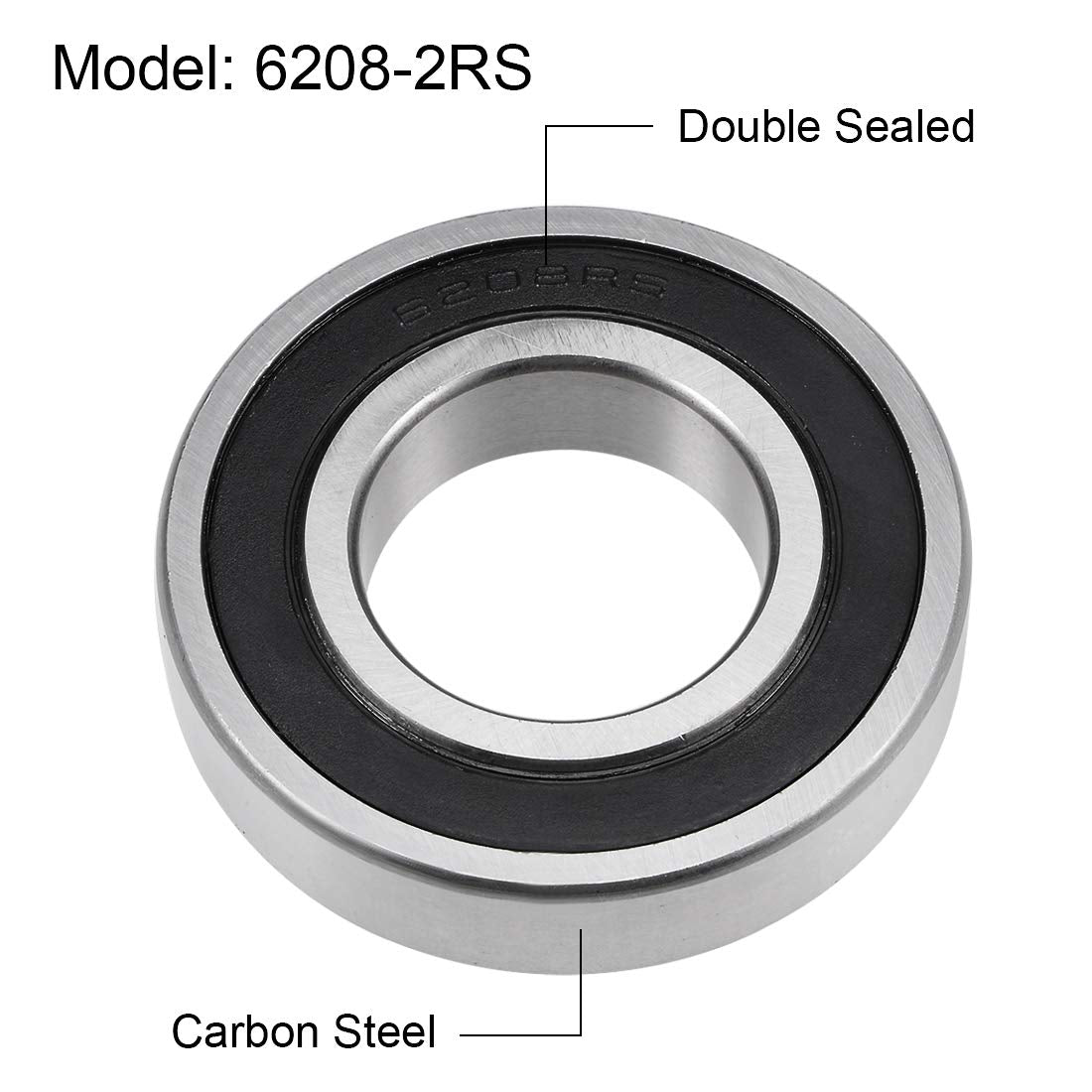 uxcell 6208-2RS Deep Groove Ball Bearings Z2 40mm X 80mm X 18mm Double Shielded Carbon Steel 2pcs