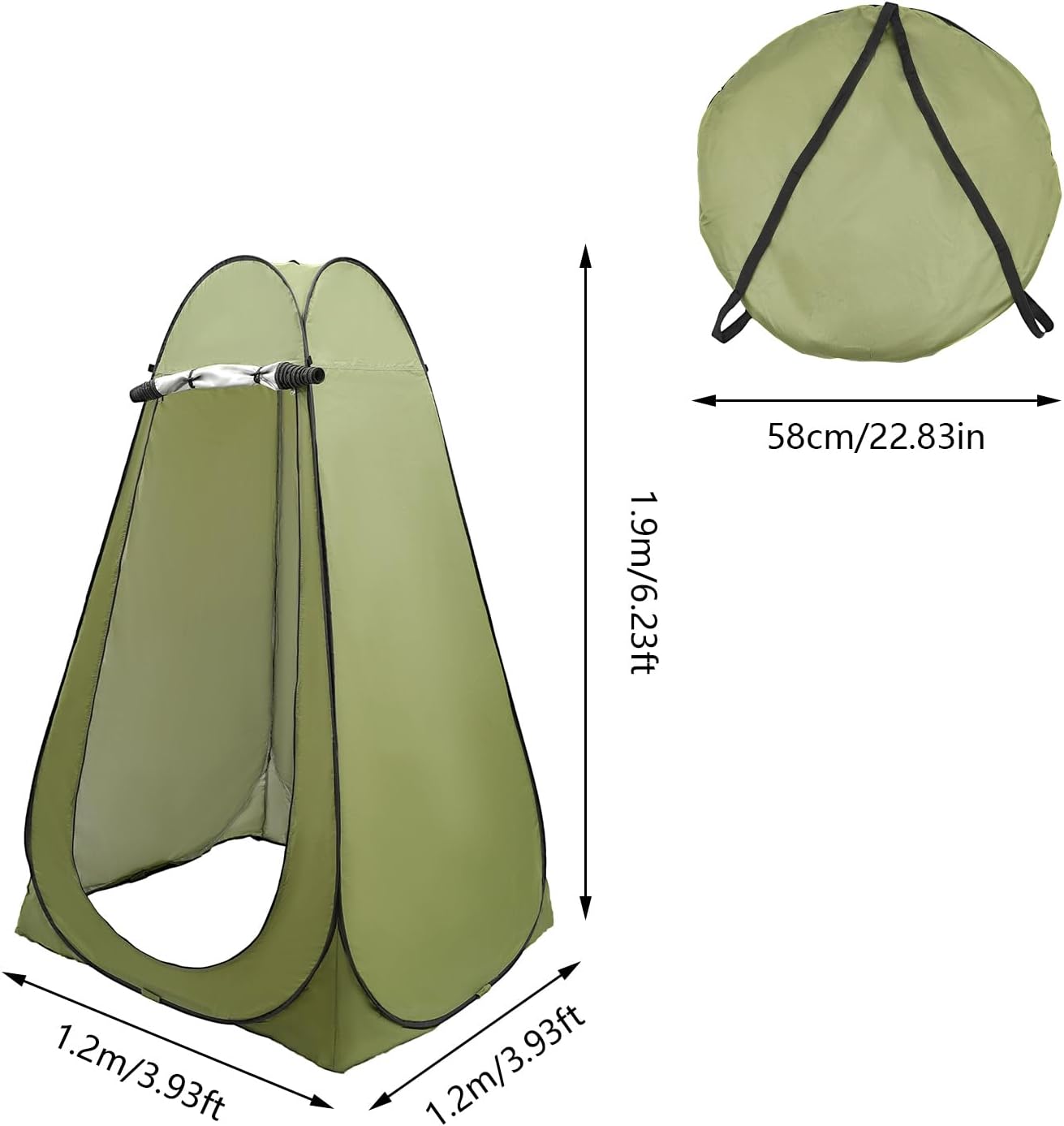 Pop Up Privacy Tent Outdoor Shower Changing Room, Instant Portable Camping Toilet Tent with Skylight Storage Pocket