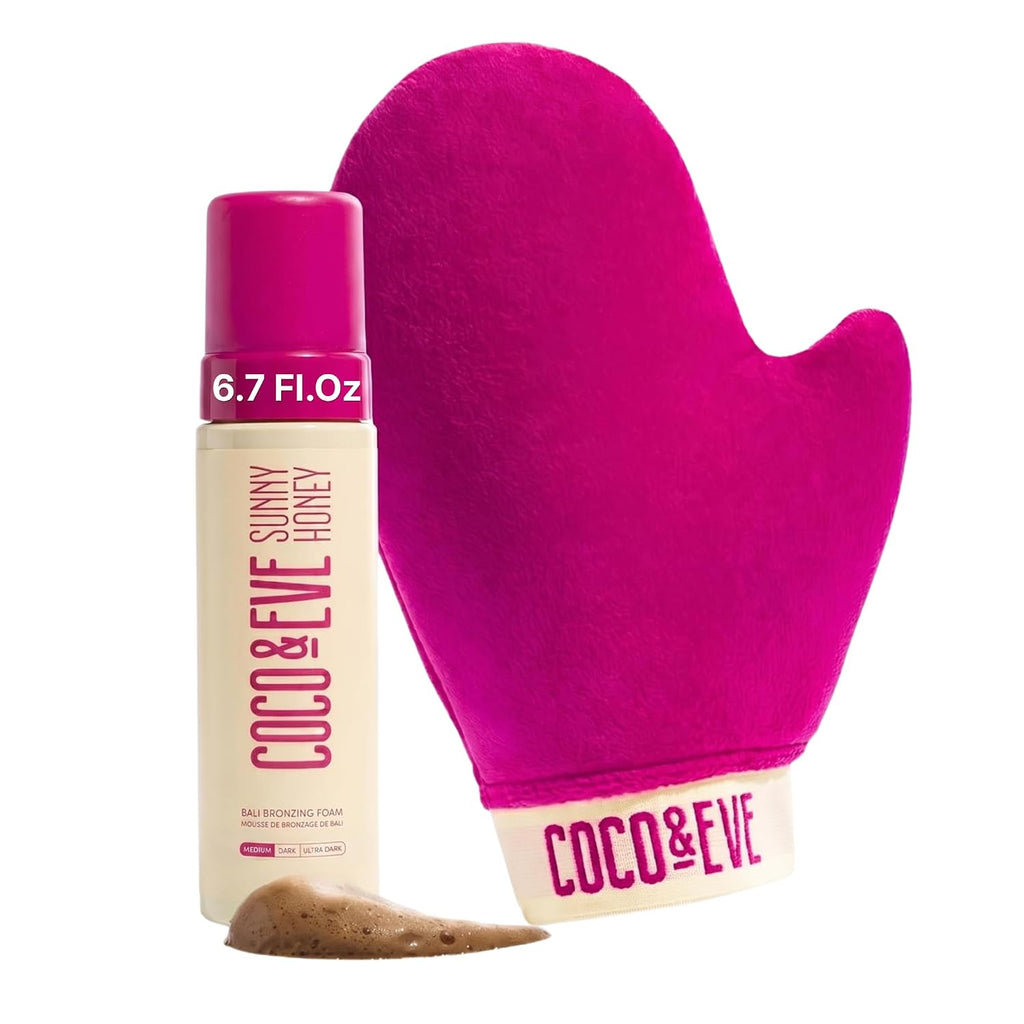 Self Tanner Foam Kit - (Medium) Streak-Free Sunless Tanning Mousse, Tropically Scented Natural Looking Tan With Mitt