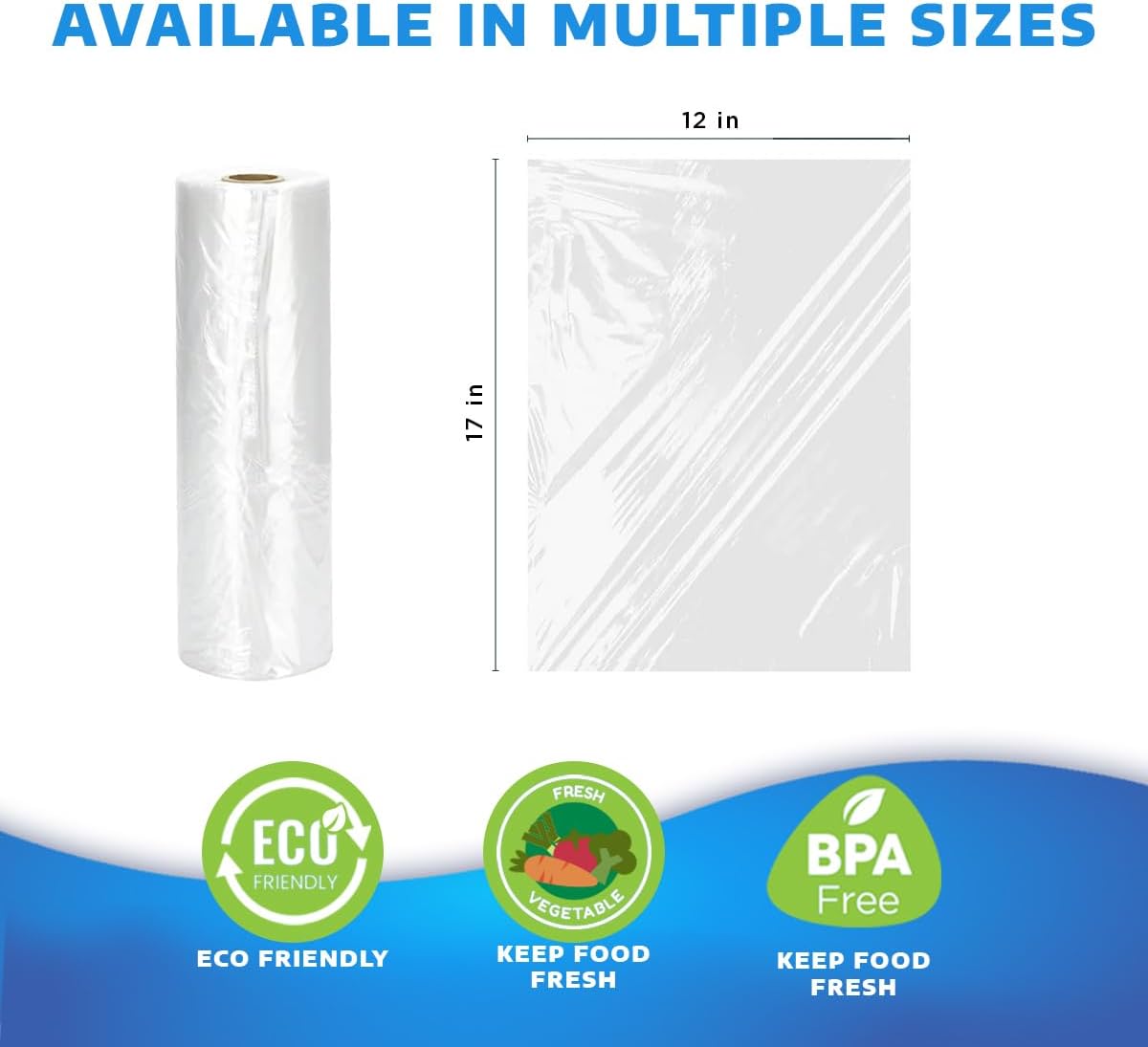 Produce Bags on Roll, 11 x 14 Inch, Clear, 4 Rolls