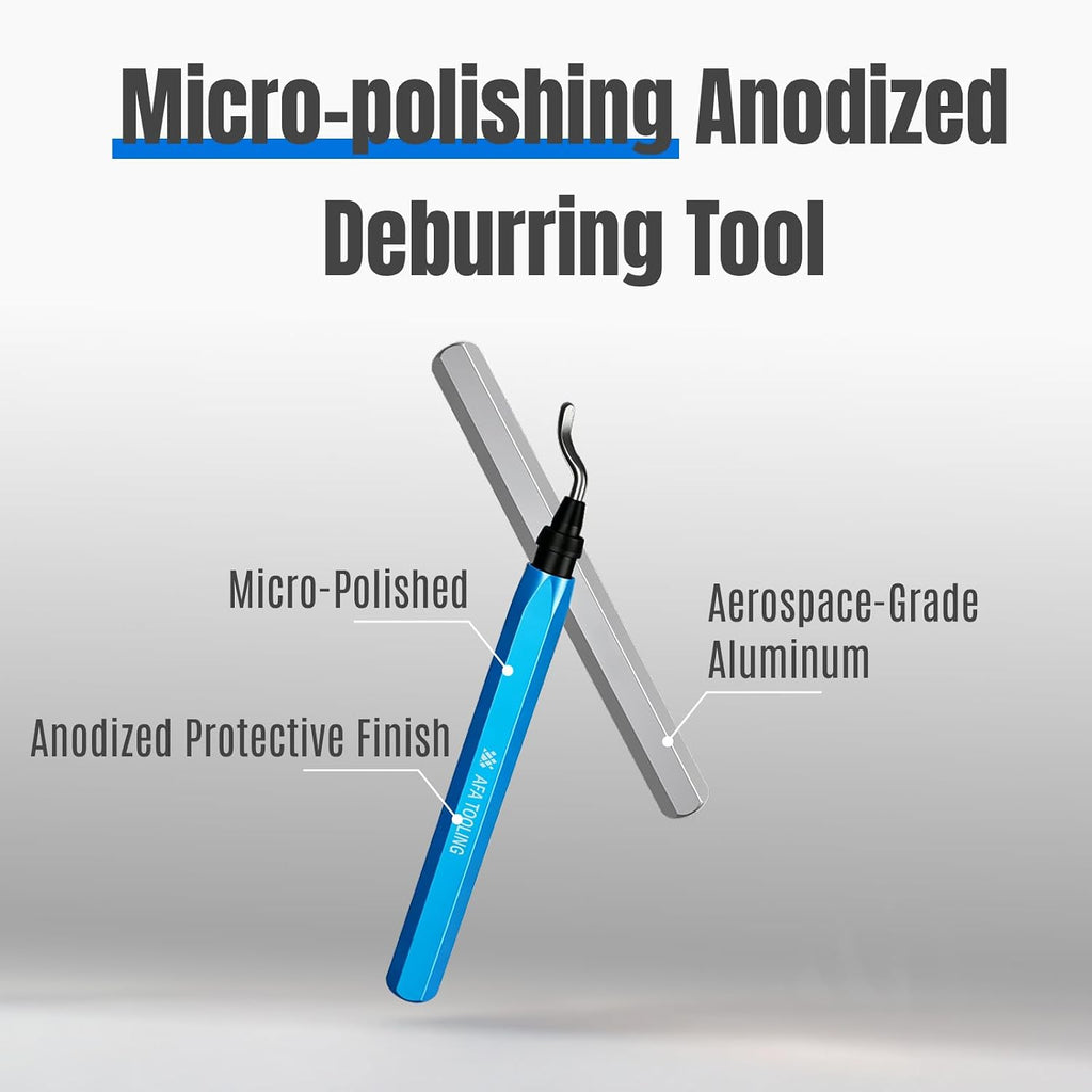 AFA Tooling Deburring Tool, 11 M2 HSS Blades, CNC Anodized Aluminum Handle