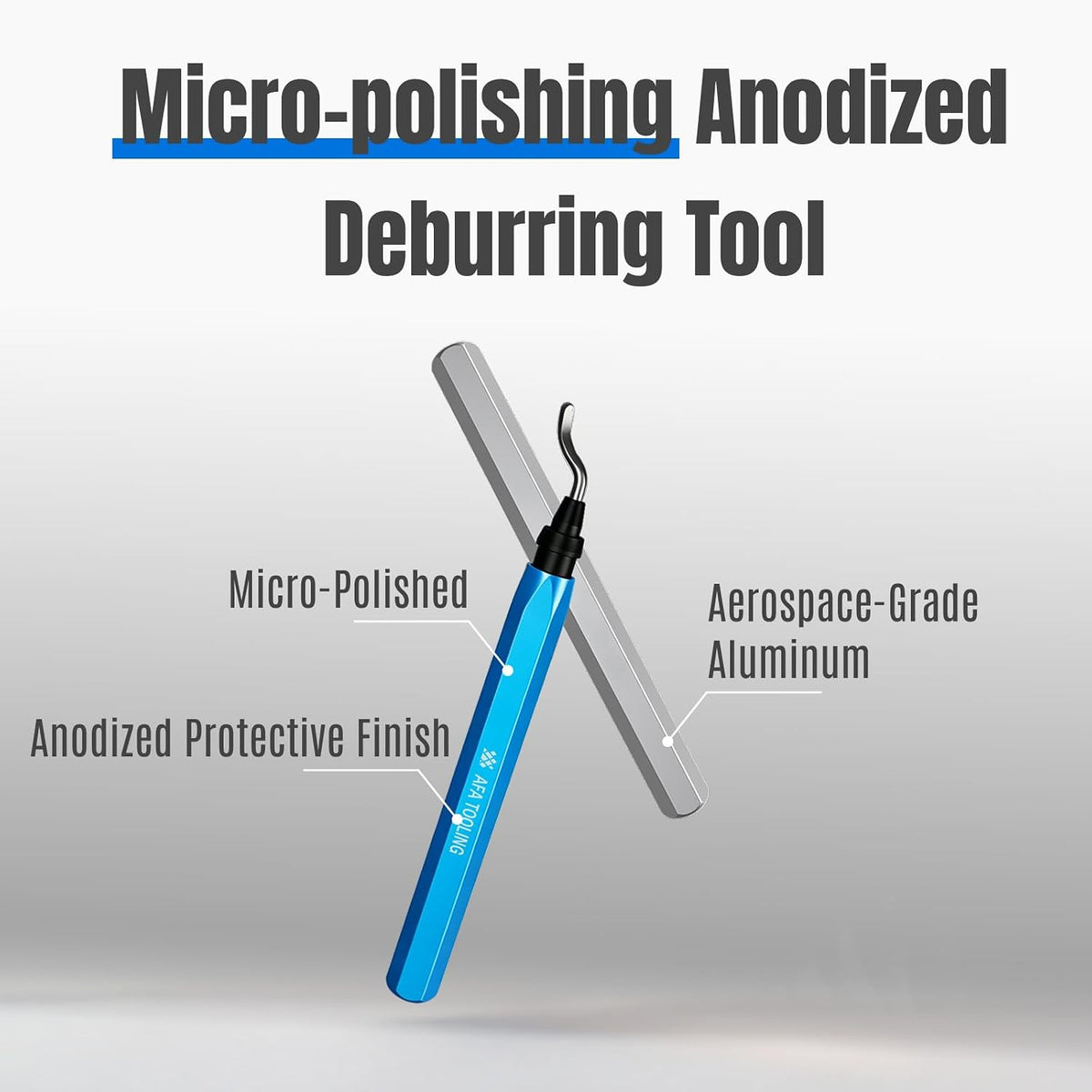 AFA Tooling Deburring Tool, 11 M2 HSS Blades, CNC Anodized Aluminum Handle