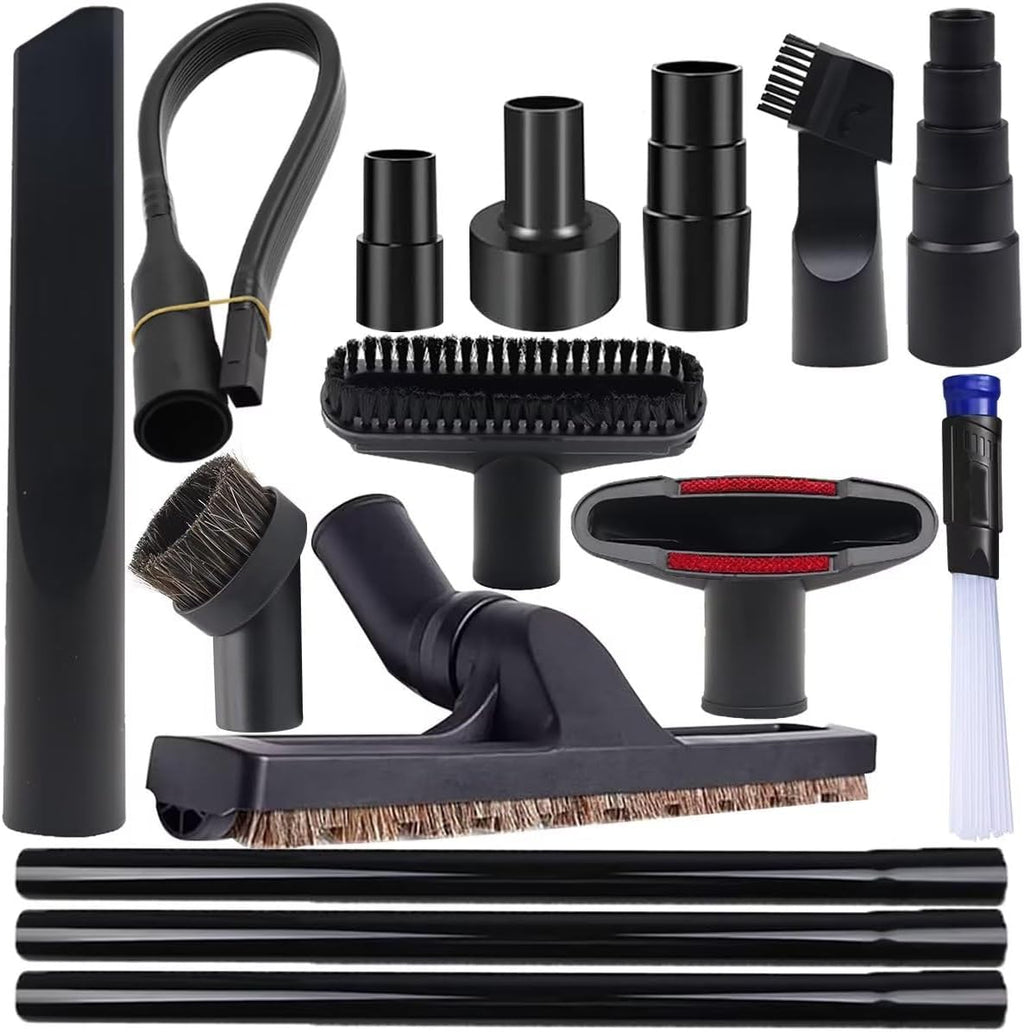 15 Pcs Universal Vacuum Attachments & Brushes for Shop Vac Accessories - 2 1/2" to 1 1/4" Hose Adapter for Shop Vac