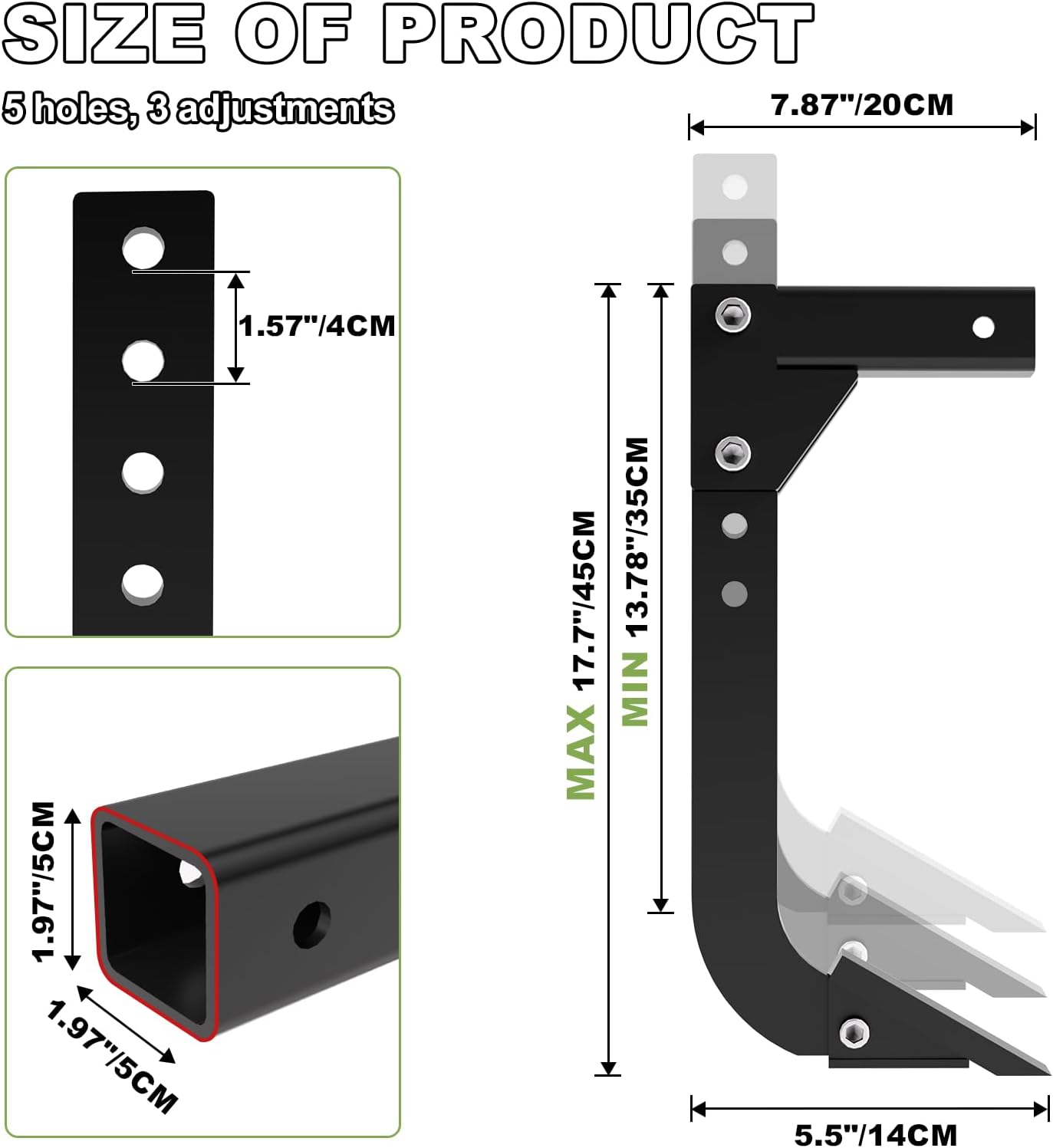 Hitch Mounted Ripper, Hitch Lawn Trencher, Tractor Accessories for ATV/UTV/Tractor with 2" Receiver, 18" Adjustable