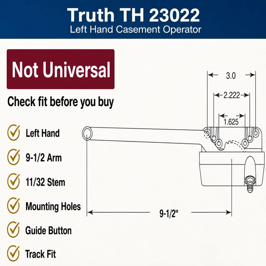 Prime-Line TH 23022 9-1/2 In. Single-Arm Left-Hand Casement Operator, White Finish (Single Pack)