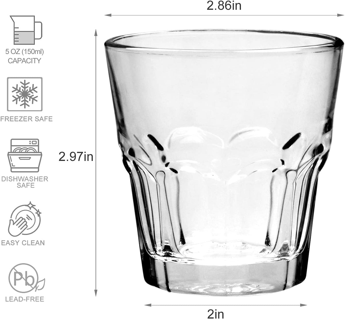 4.5oz Rock Bar Stackable Beverage Glasses – Set Of 8 Drinking Glasses