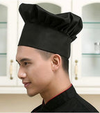 Chef Hat Set of 6 PCS Pack Adult Adjustable Elastic Baker Kitchen Cooking Chef Cap (Black)