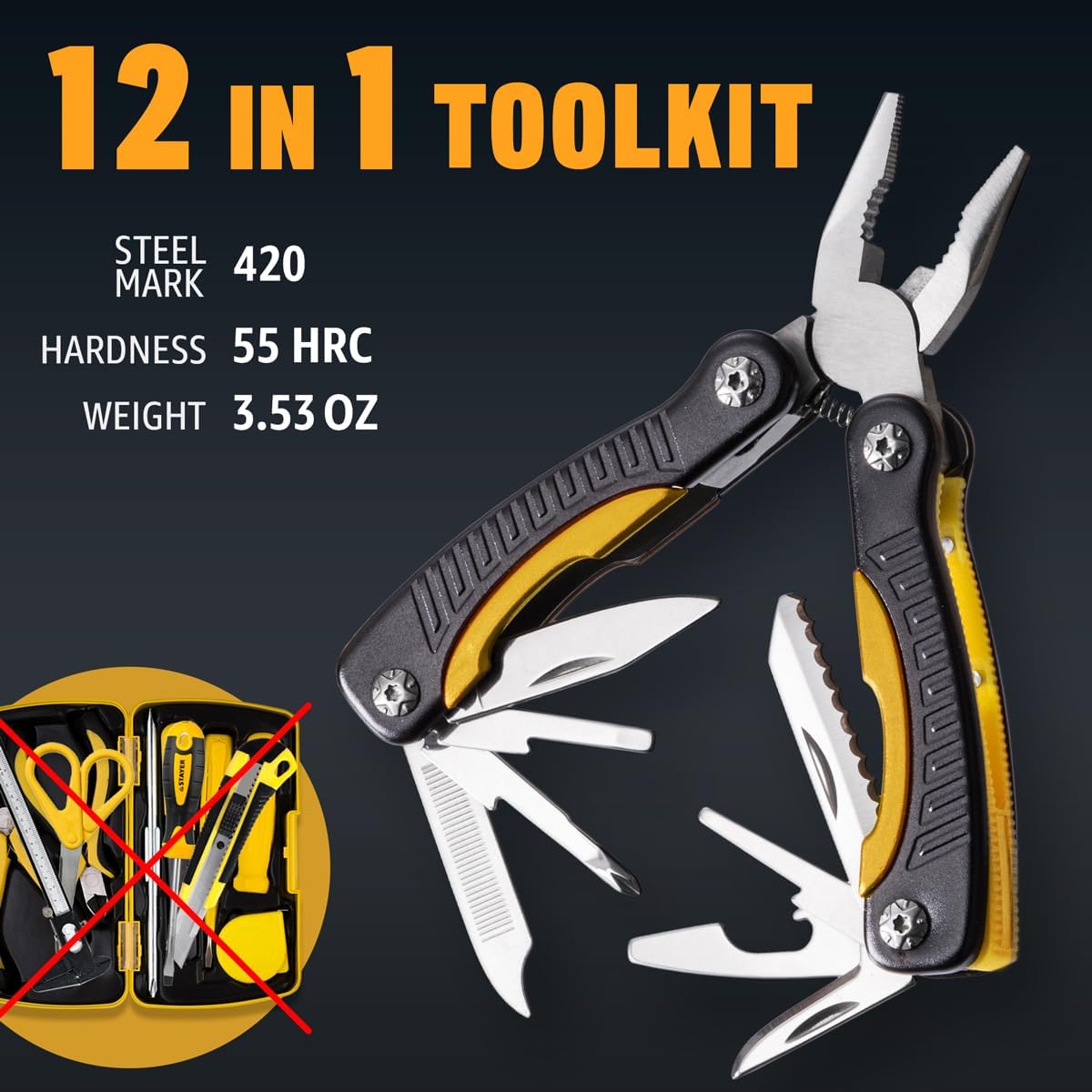 Mini Multitool Knife 12 in 1 Small Pocket Multi Tool with Knife and Pliers - Best Small Multi Purpose All in One