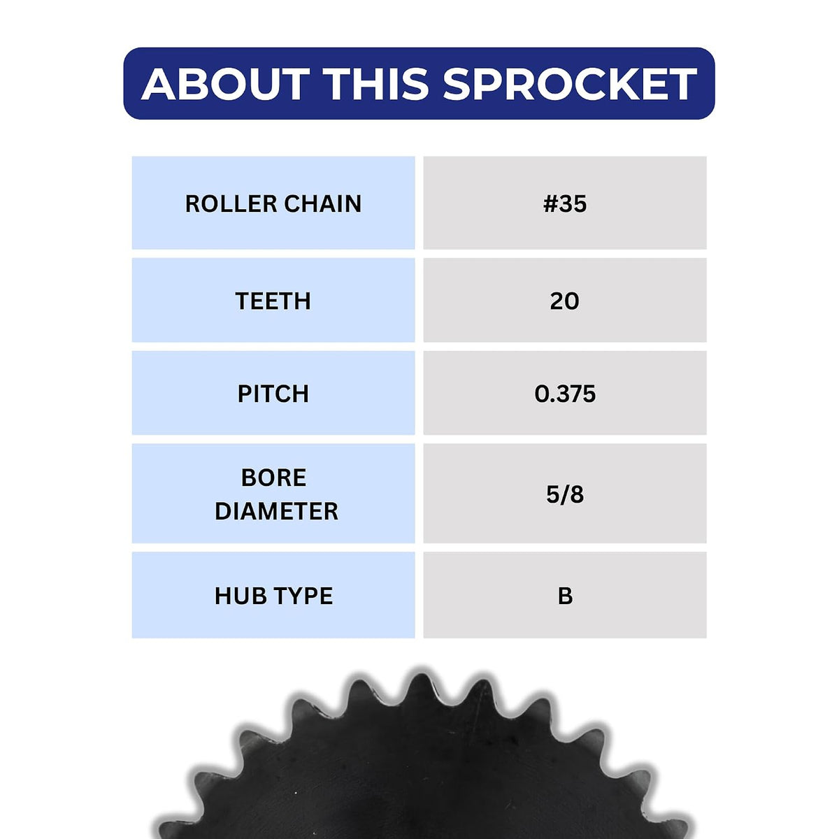 Jeremywell #35 Roller Chain Sprocket B Type 5/8" Bore Hardened 20 Tooth